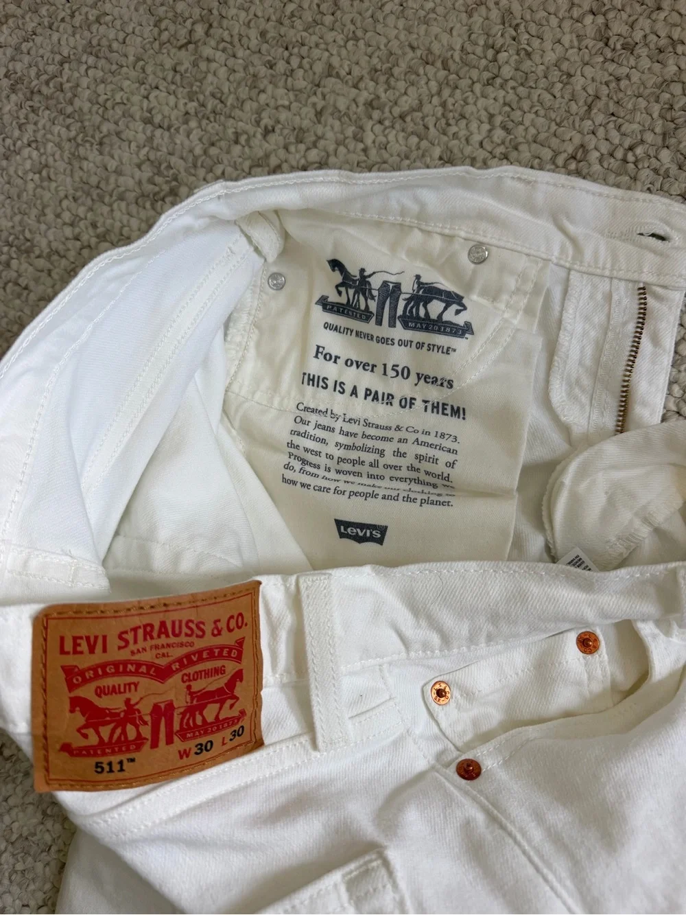 Levi's Men's 511 Slim Fit Straight Leg Jeans, White, 30x30